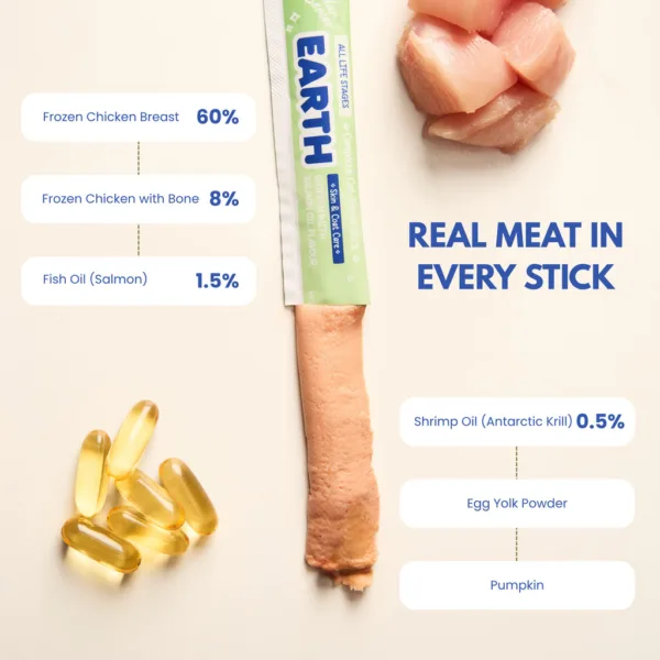 Twissk Solar Complete Cat Puree Stick - Earth ( Chicken with Salmon Oil) - 15g *6
